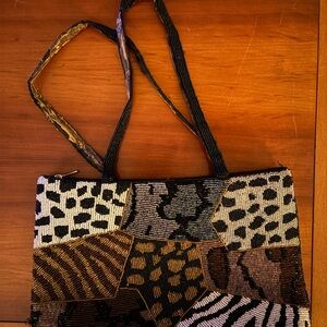 VTG Micro-Beaded Purse Animal Print